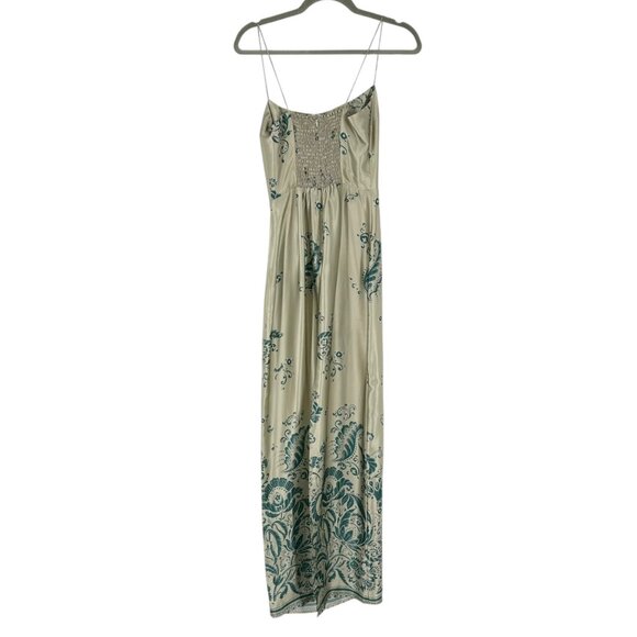 NWT Reformation Frankie 100% Silk Slip Dress in Sage Border - Picture 4 of 11